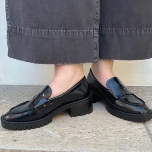 & Other Stories black leather penny loafers 36